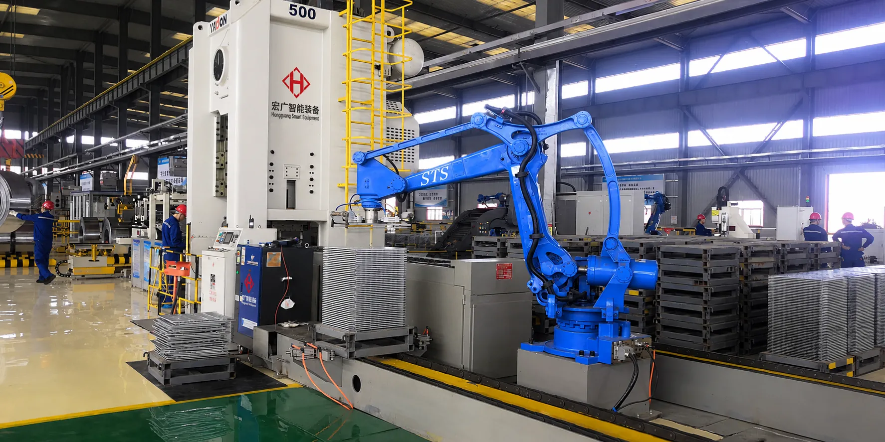 Lead anode plate casting, rolling and punching line